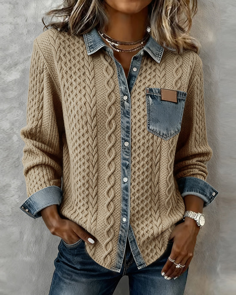 Adrian | Timeless Contrast Denim Detail Top