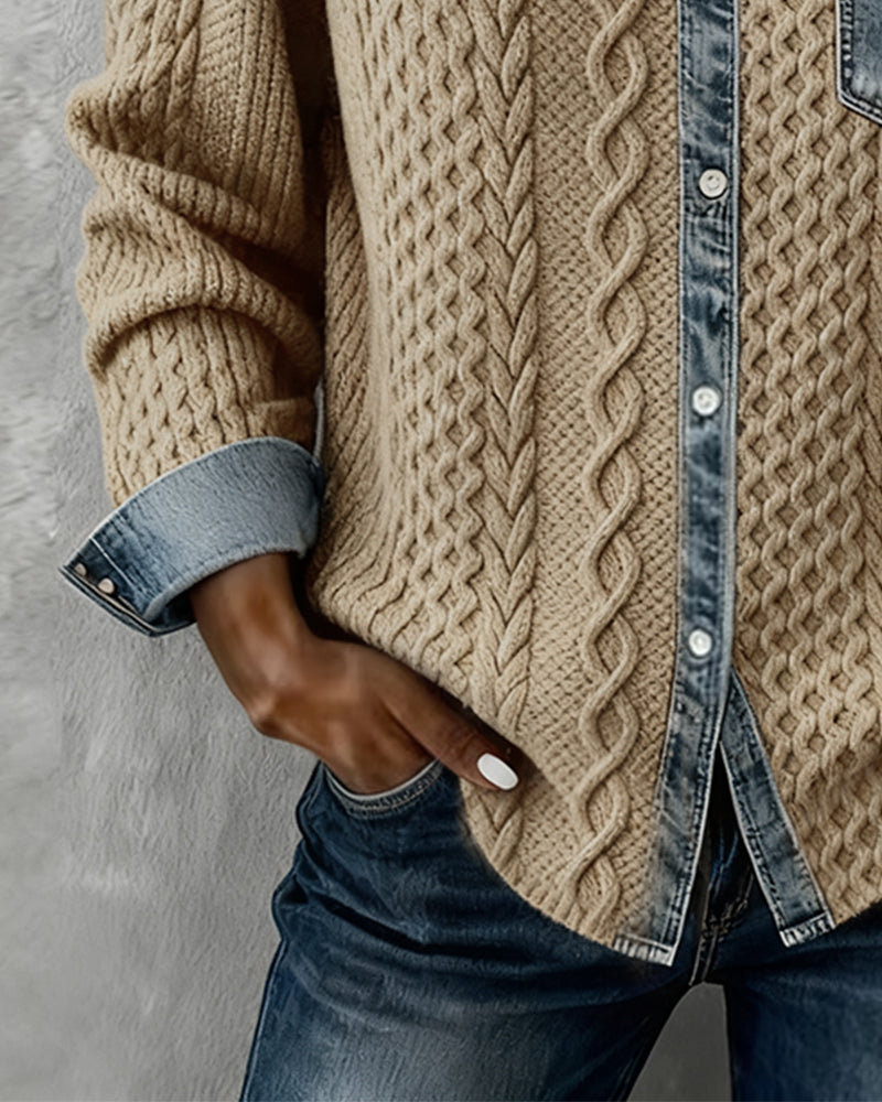 Adrian | Timeless Contrast Denim Detail Top