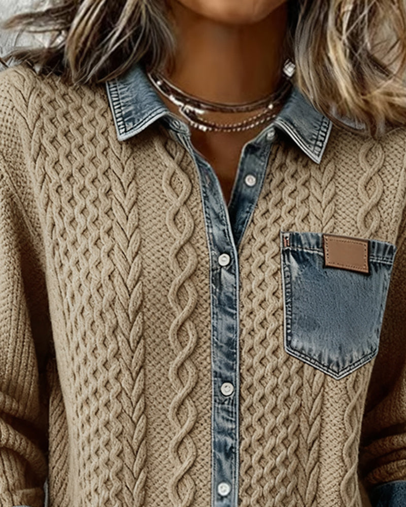Adrian | Timeless Contrast Denim Detail Top