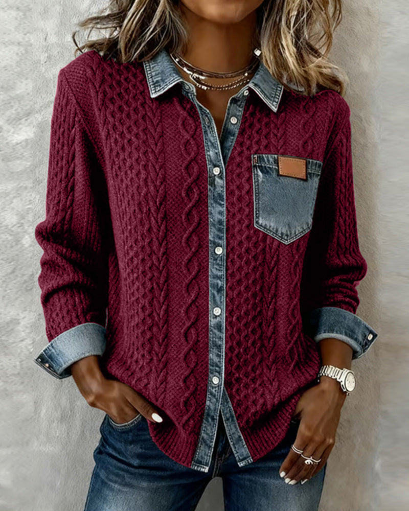 Adrian | Timeless Contrast Denim Detail Top