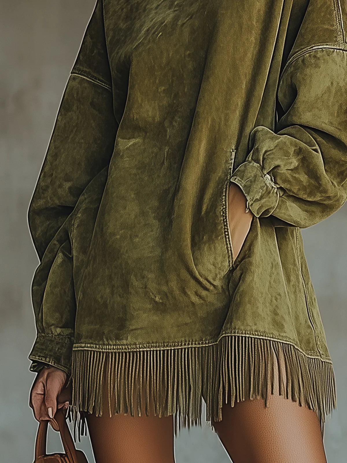 Lucinda | Cozy Fringe Turtleneck Dress