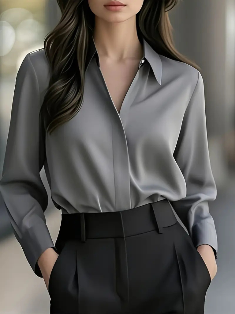 Ava | Elegant Satin Drape Blouse
