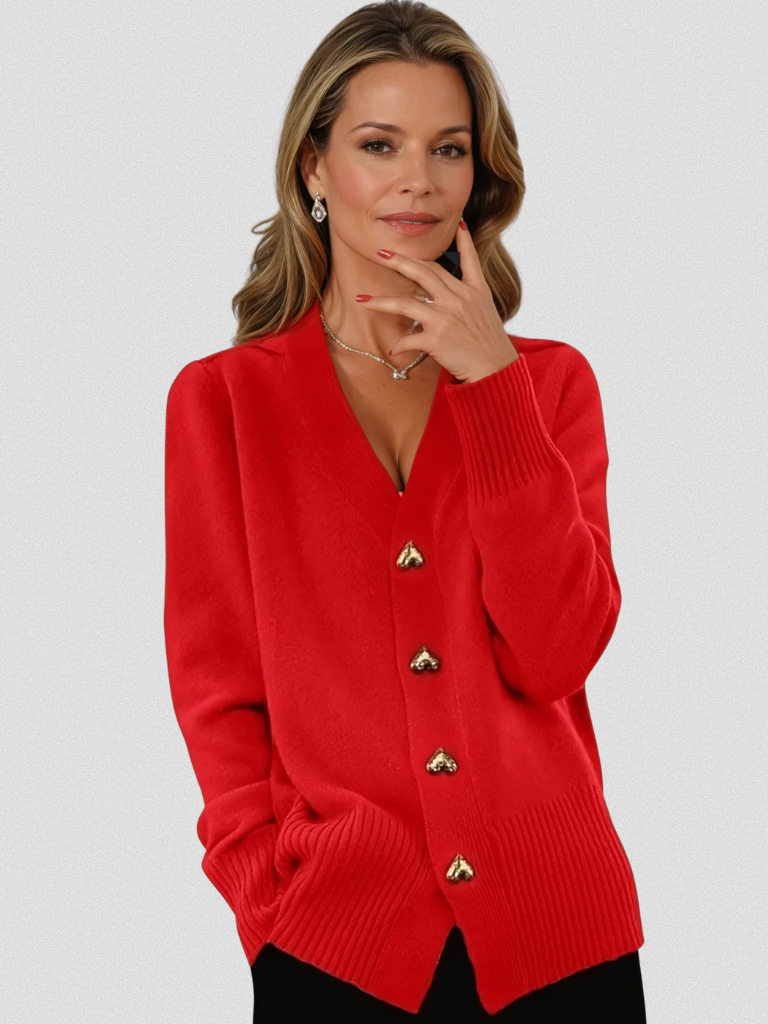 Anara | Charming Heart-Button Cardigan