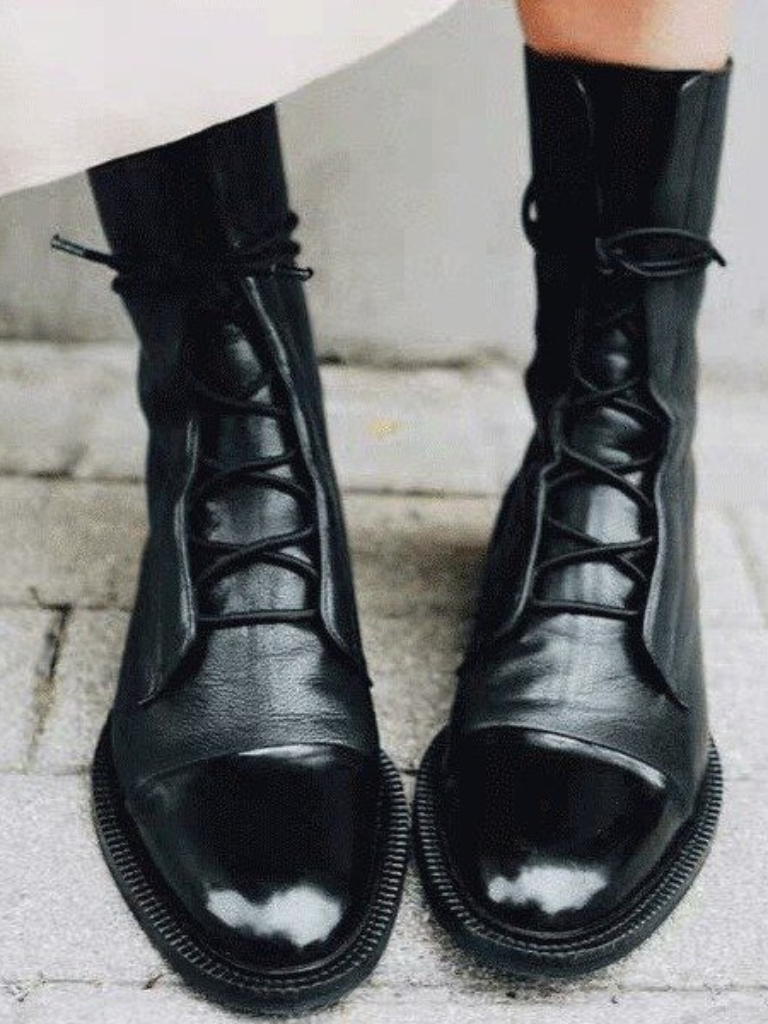 Victoria | Polished Lace-Up Boots