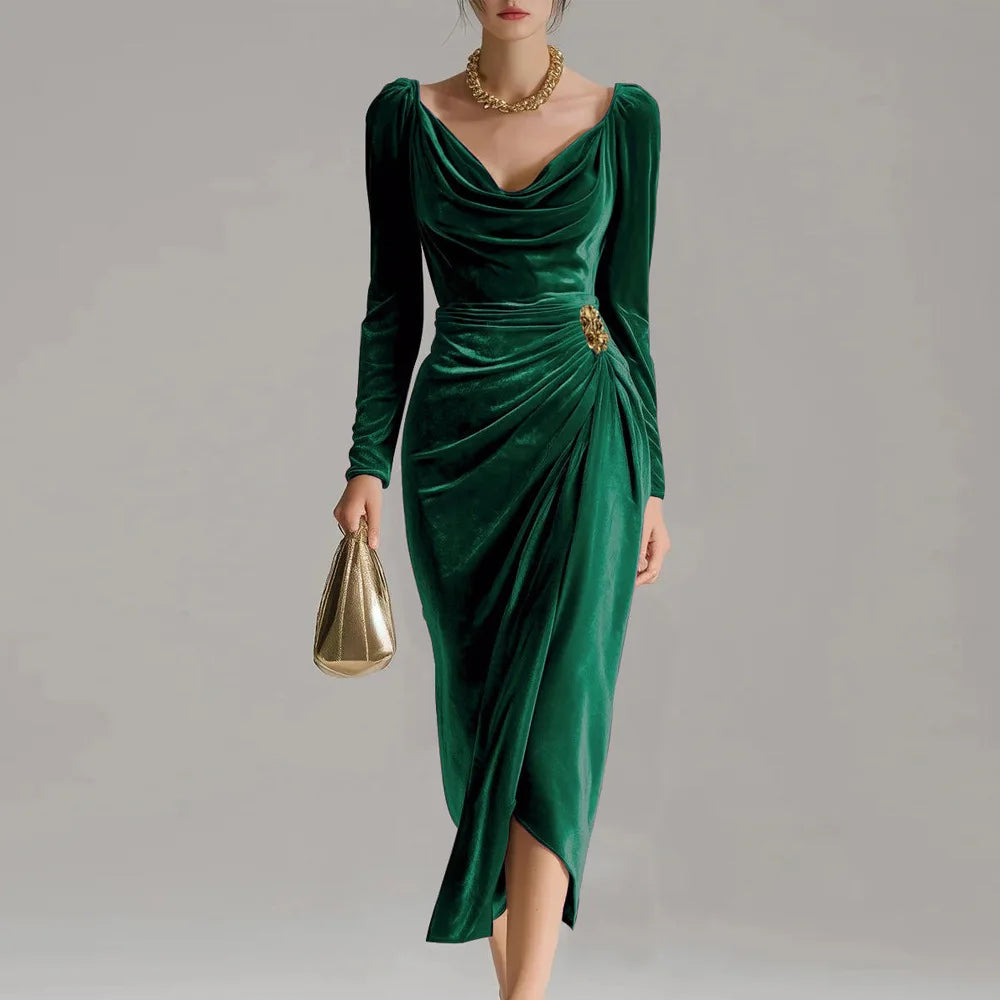 Isla | Radiant Grace Evening Midi Dress