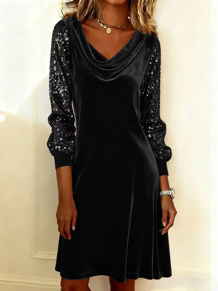 Lucia | Sparkle Sleeve Velvet Dress