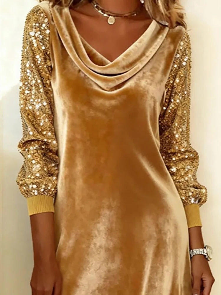 Lucia | Sparkle Sleeve Velvet Dress