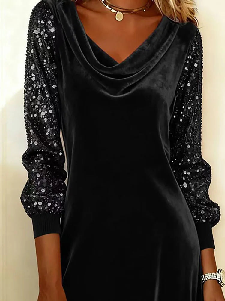 Lucia | Sparkle Sleeve Velvet Dress