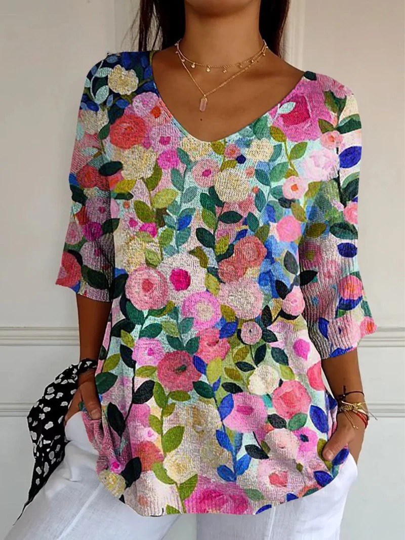 Nancy | Vibrant Floral Garden Pullover for Spring
