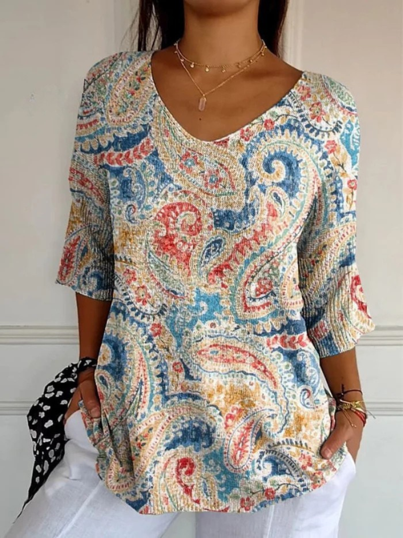Ruby | Vintage Floral Ethnic Print Casual Knit Pullover