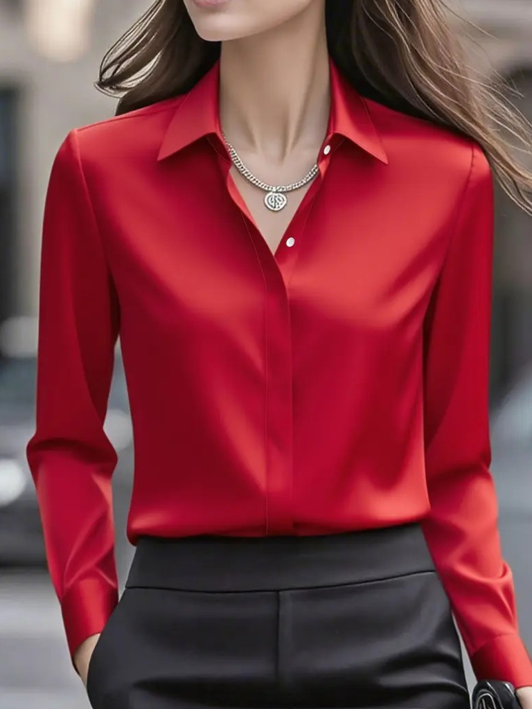 Ava | Elegant Satin Drape Blouse