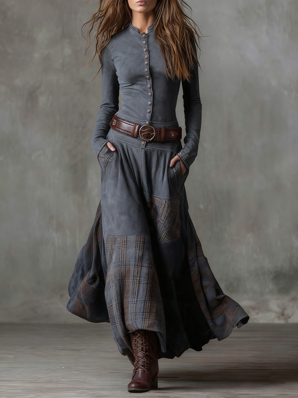 Petra | Vintage Suede Maxi Dress