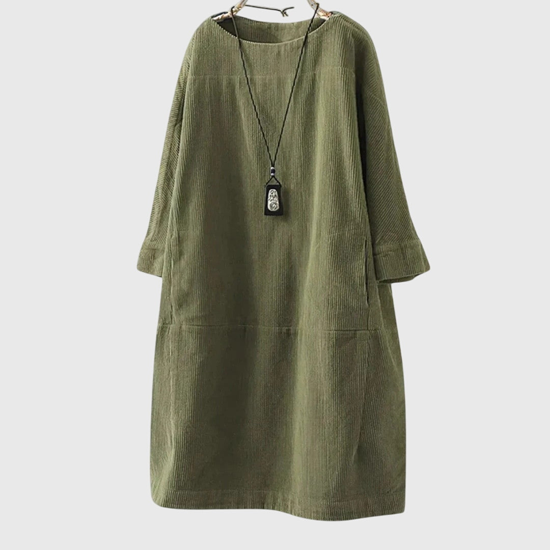 Lyla | Soft Relaxed Corduroy Midi Dress