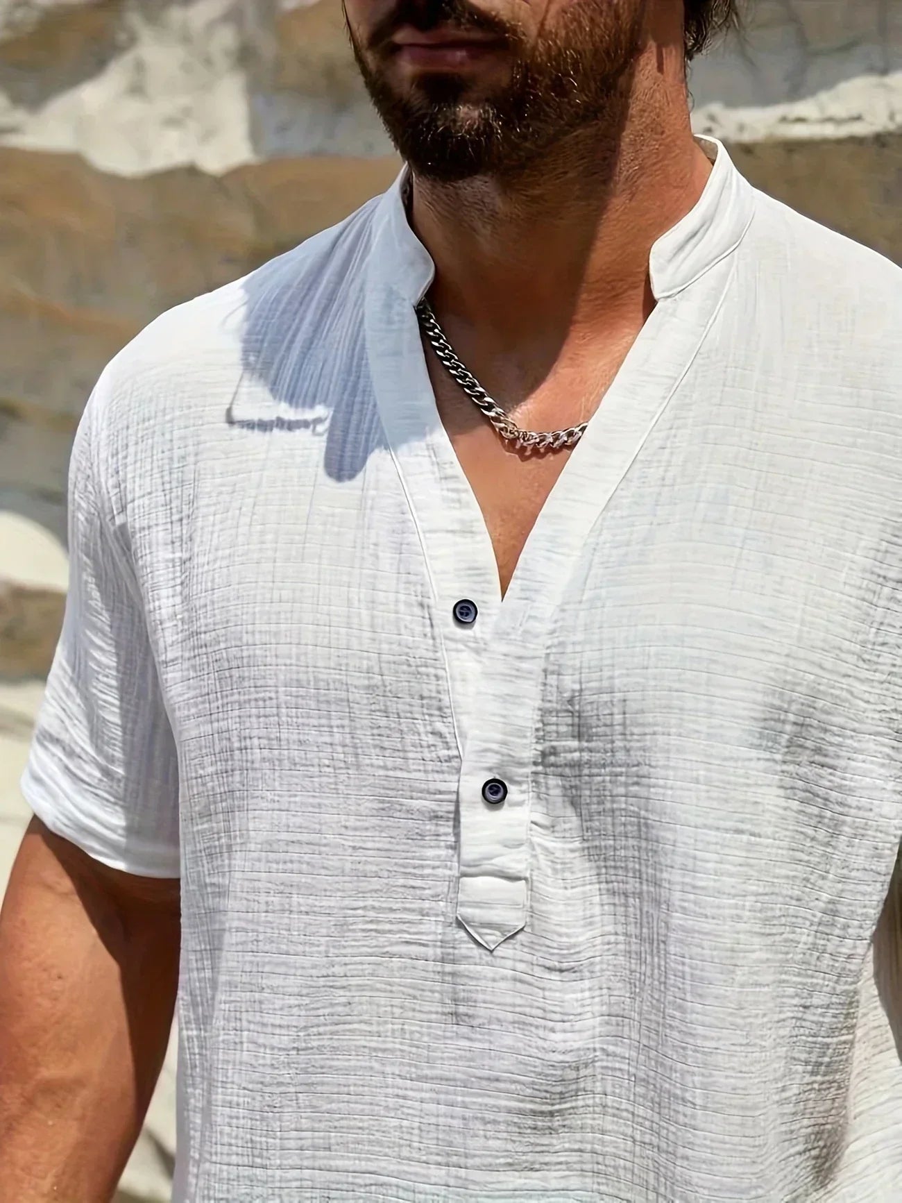 Christian | Elegant Summer Shirt with High Collar