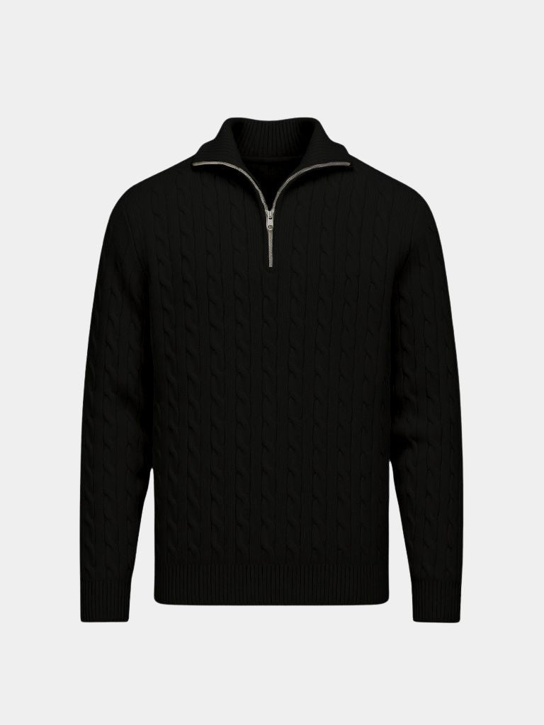 Xavian | Premium Cable-Knit Zip Neck Sweater