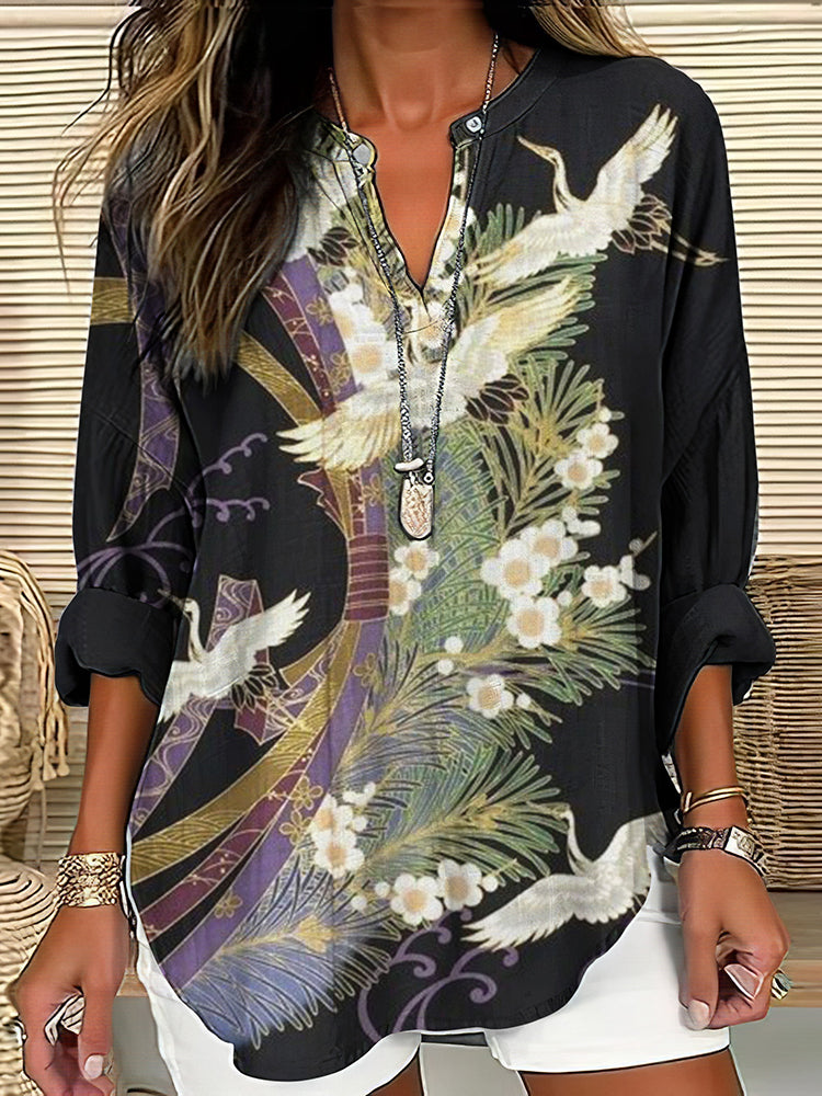 Marlowe - Elegant Flight Print Blouse