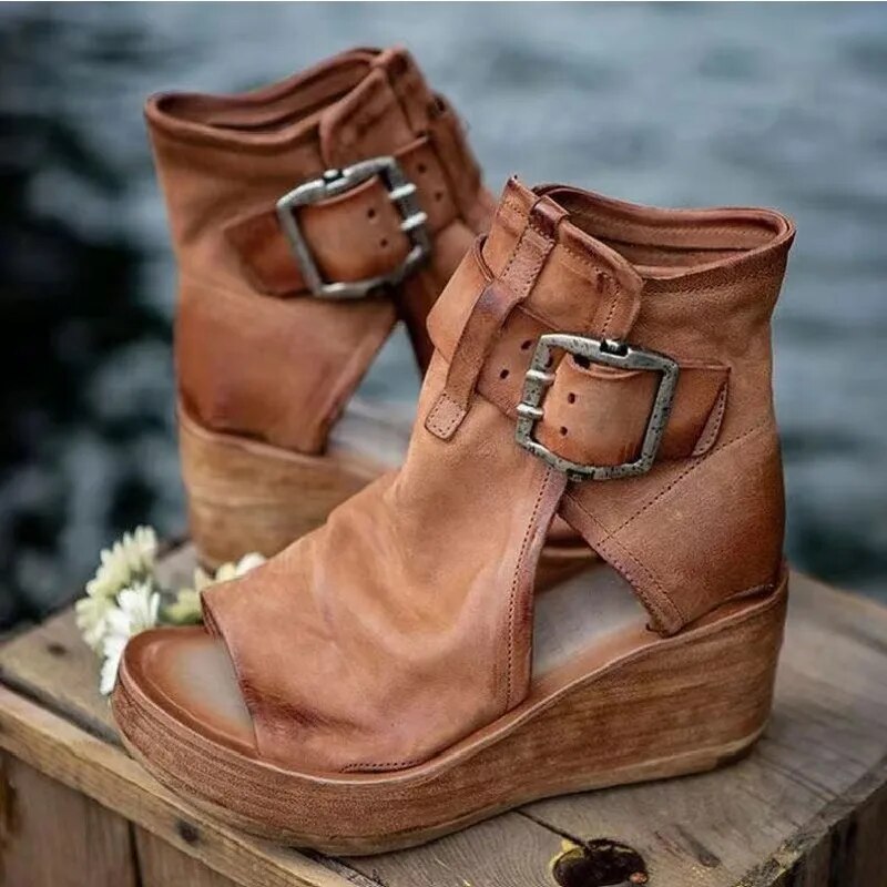 Sheena | Vintage Look Wedge Sandals
