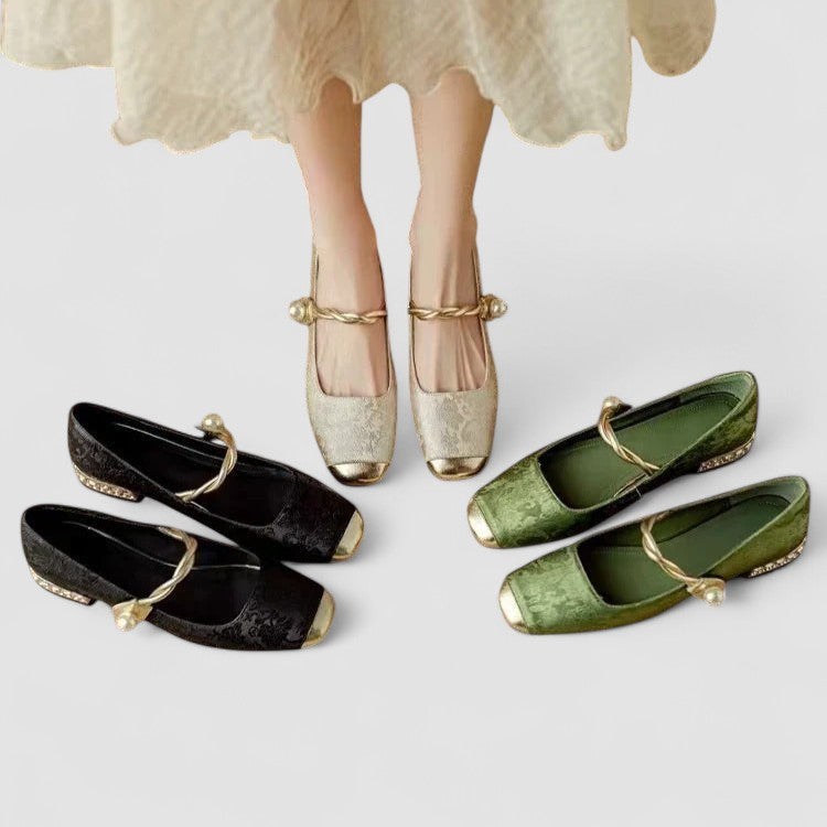Maren | Pearl-Accent Leather Mary Janes