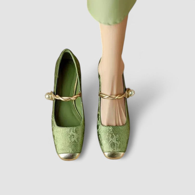 Maren | Pearl-Accent Leather Mary Janes
