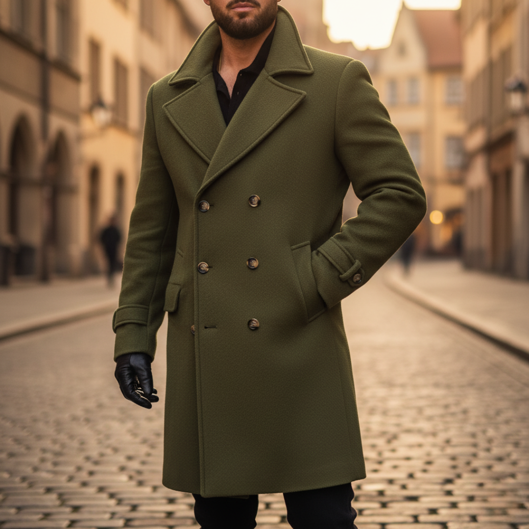 Tailored Wool Blend Overcoat