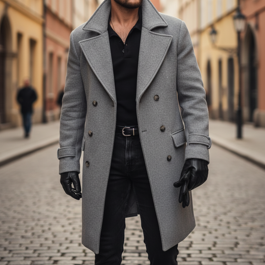 Tailored Wool Blend Overcoat