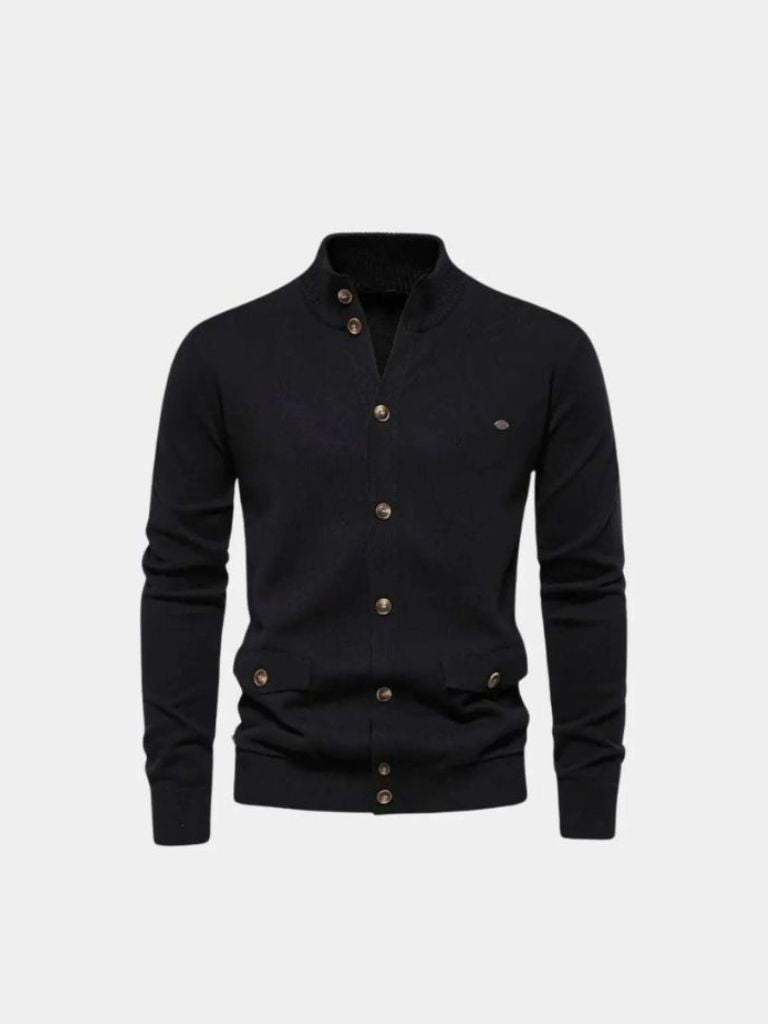 Brevin | Knitted Stand Collar Cotton Cardigan