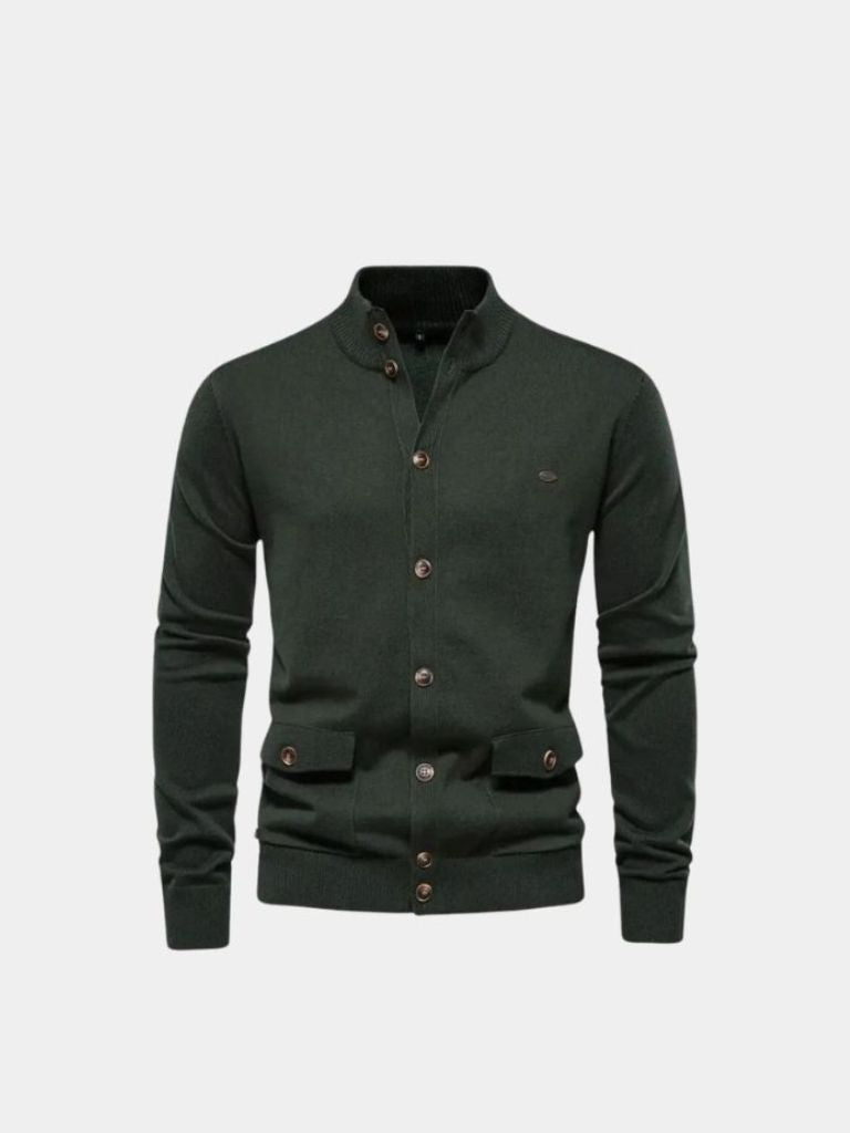 Brevin | Knitted Stand Collar Cotton Cardigan
