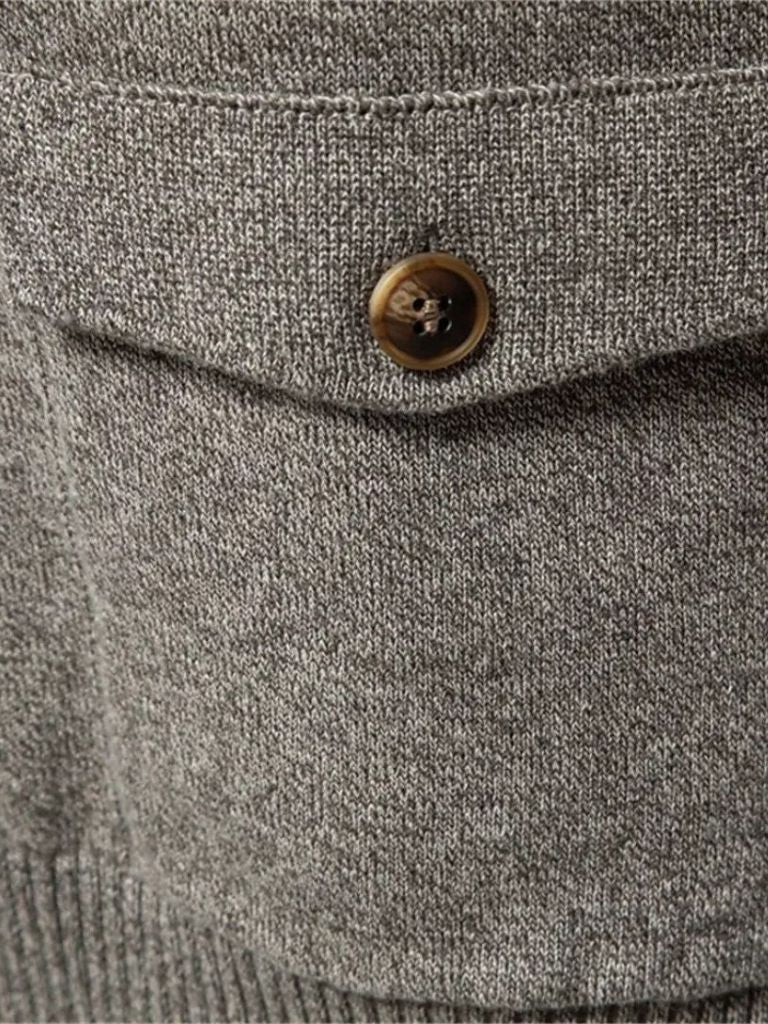 Brevin | Knitted Stand Collar Cotton Cardigan