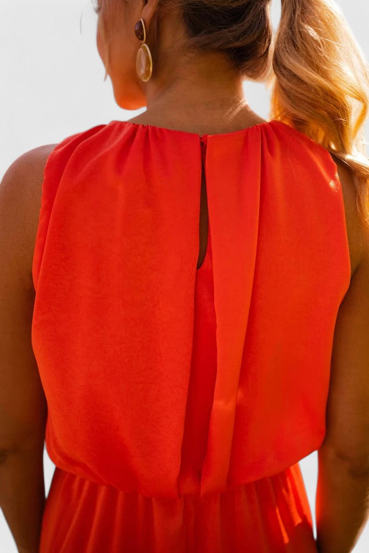 Brooklyn | Modern High-Neck Flowing Midi Dress