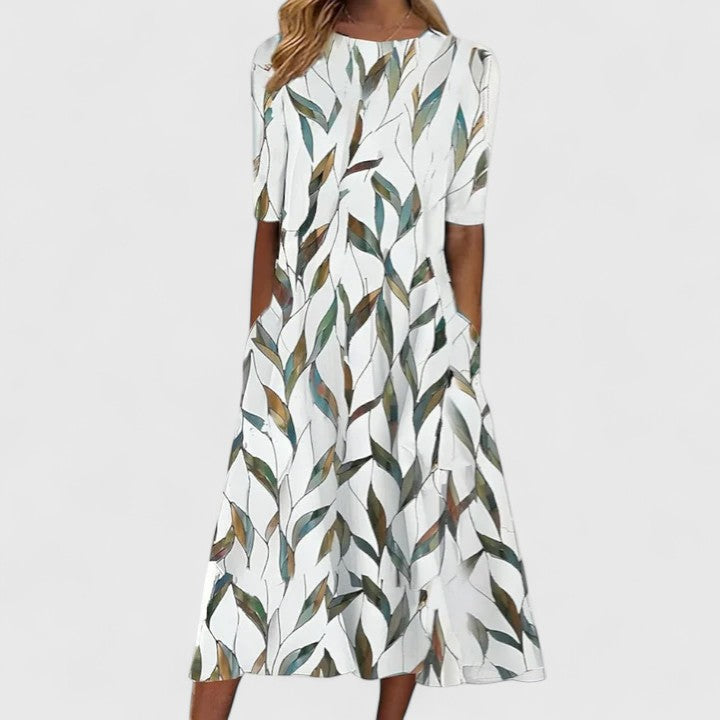 Adeline | Coastal Floral Stretch Midi Dress