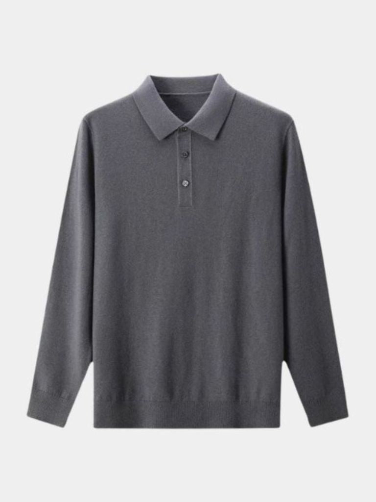 Keir | Wool Knit Button Up Polo Pullover