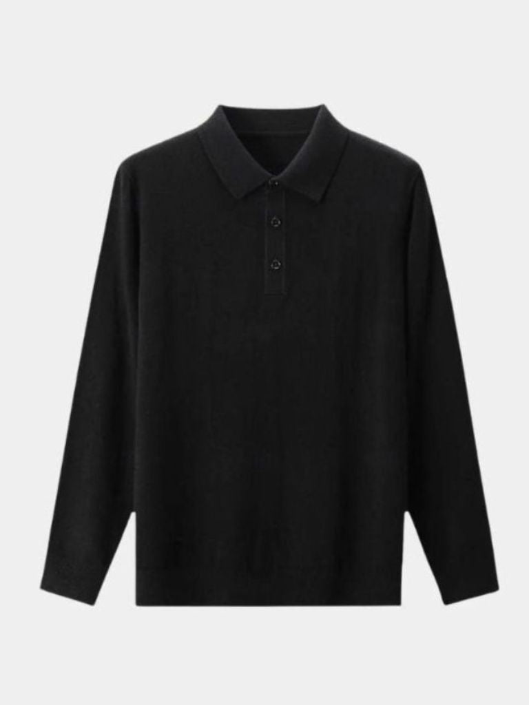 Keir | Wool Knit Button Up Polo Pullover
