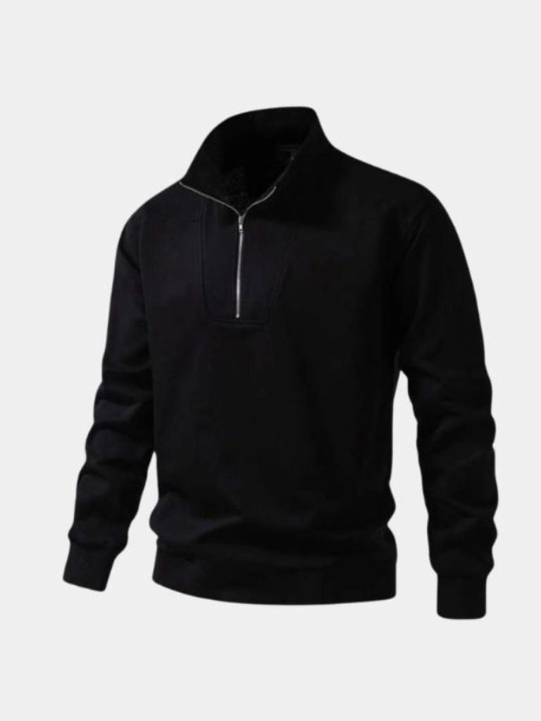 Cedric | Zip Black Lapel Sports Hoodie Sweatshirt