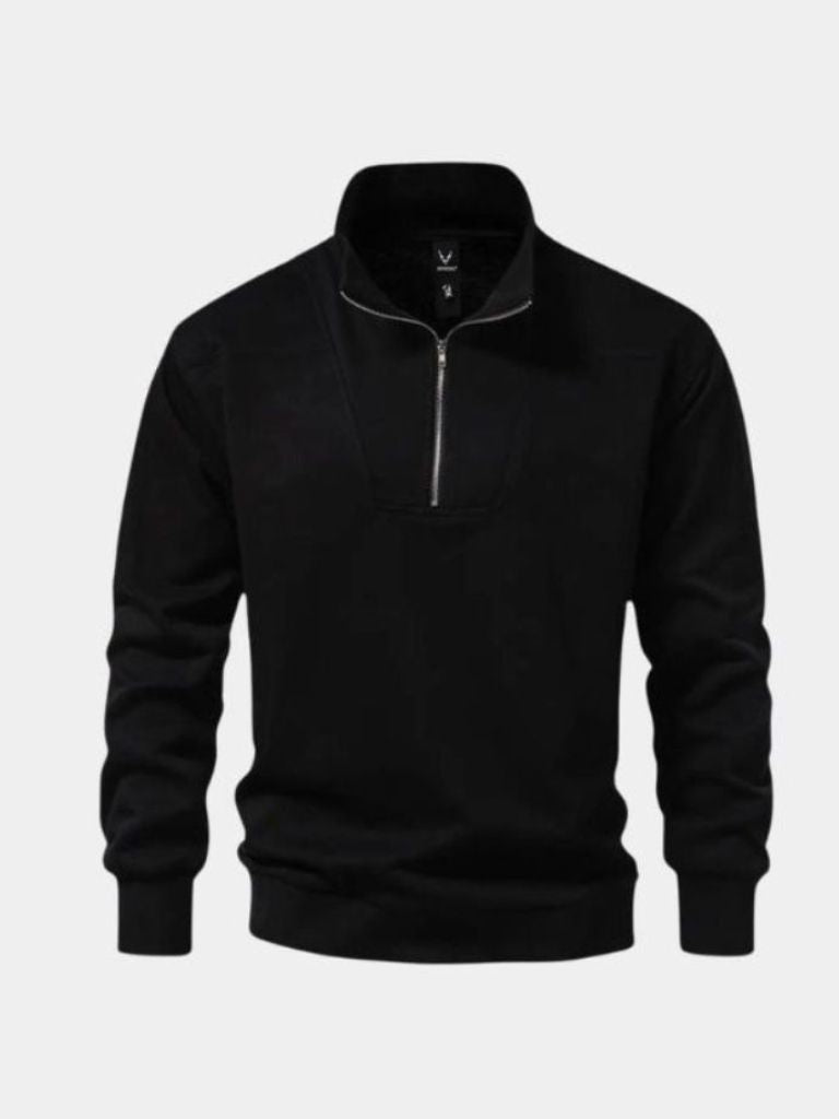 Cedric | Zip Black Lapel Sports Hoodie Sweatshirt