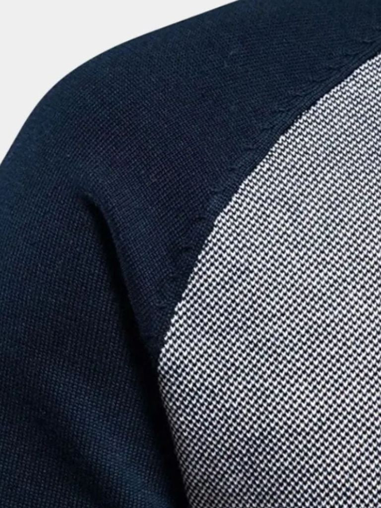 Ivar |Zipper Color Block Standing Collar Cardigan Sweater